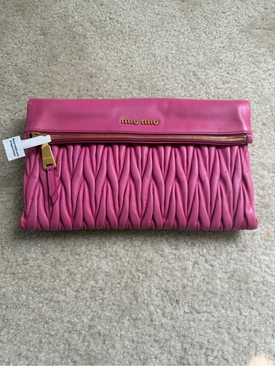Miu Miu Handbags - Miu Miu Pink Matelassé Leather Clutch and crossbody